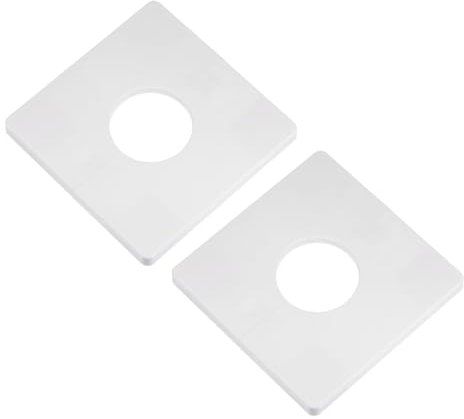 sourcing map 2pcs Placa de Escutcheon Autoadhesiva Cuadrada de ABS con Orificio de 33mm/1.3 Pulgadas de Diámetro Cubierta de Tubería de Agua para Decoración de Grifo Color Blanco