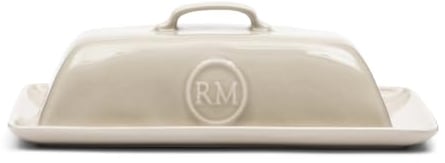 Riviera Maison Butterdose mit Deckel Beige Butterdose aus Porzellan geeignet für frische Butter Küchengeschirr - Portofino Butter Dish - (LxBxH) 17.5x14x14