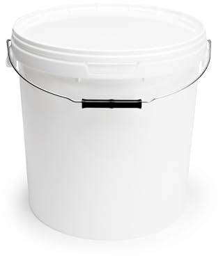 Garronda 20L 20 Stück Eimer mit Deckel Weiß Aufbewahrungsbehälter GD-0071 | Mit Bügelgriff, strapazierfähig, leicht zu reinigen und lichtundurchlässig, schützt vor Austrocknung und Insektenzugang