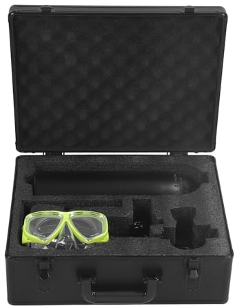 Jiawu Mini Botella de Buceo, Diseño de Mochila, Reductor de Presión Portátil, Botella de Oxígeno de Buceo de Gran Capacidad de 2 litros, Recargable para Exploración Submarina (Black)