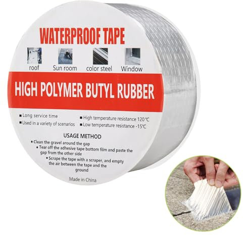 Diealles Shine® Butylband, 50mm x 5m Dichtungsband Wasserdicht, 1,5mm Dicke Bitumenband, Dachpappe Selbstklebend, Reparatur für Dachleckage, Oberflächenriss