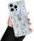 DEFBSC Case for iPhone 15 Pro, Cute Clear Floral Flower Pattern Design for Girls Women Slim Fit Shockproof Soft TPU Bumper Protective Cover - Blue