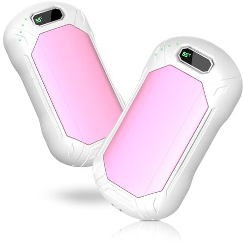 2 Pack Hand Warmers Rechargeable, 6000mAh Magnetic Electric Handwarmers, Ultra Thin Portable Pocket Hand Warmer, Winter Gifts for Men, Women - LCD Display, 3 Levels Heat, Up to 20Hrs