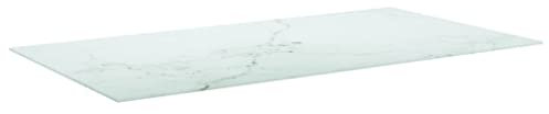 HETFTJN Schreibtischplatte Konsolentisch Küchenarbeitsplatte Tischplatte - Tischplatte Weiß 120x65 cm 8 mm Hartglas in Marmoroptik für Büro Studie Sitzungszimmer Schlafzimmer