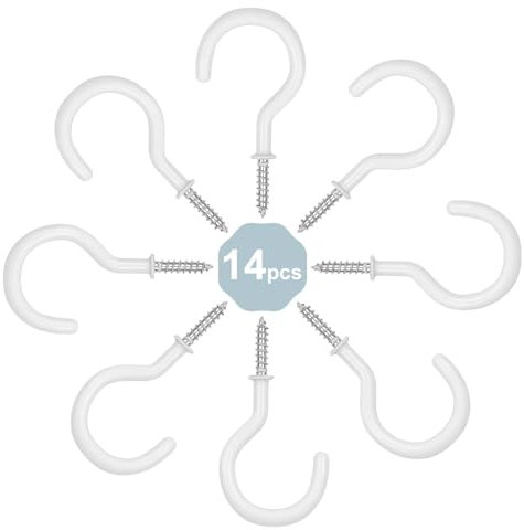 vsshe 14 Pezzi Ganci a Vite, Ganci Da Soffitto, Ganci a Tazza, Ganci per Soffitto in Metallo Occhio Bulloni Ganci Avvitabili con Filettatura, Viti ad Anello per Casa Ufficio ed Esterni -2 Inch