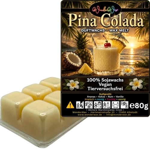 WonderWax® Duftriegel 6 x Duftwachs Würfel Weiß Pina Colada | Farbe: Weiß | Raumduft für Duftlampen, Wax Melt, Sojawachs, Indoor Duftöl Wachs schmelzen für Aromalampe