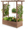 GOPLUS Jardinière avec Treillis en Bois, avec Trou de Drainage pour Plantes Grimpantes, Fleurs, Jardinière pour Cour, Jardin, Balcon, 110 x 44 x 113,5CM (Marron)