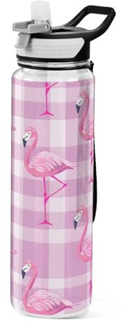 OWFKAY Botella de agua con pajita, Tritan sin BPA, bonita botella de agua deportiva con asa de transporte, a prueba de fugas, perfecta para viajes, escuela, gimnasio, fitness, al aire libre, 907 ml