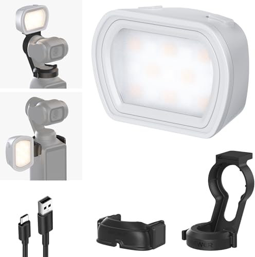 NEEWER Basics Magnetische Zusatzleuchte Kompatibel mit DJI OSMO Pocket 3 Gimbal Cam Creator Combo, 1.3W USB C Wiederaufladbare Kunststoff Mini LED Fill Light Attachment für Selfie Vlog Aufnahme, M21