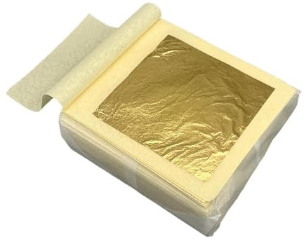 LOUKEKE 10 Blätter 24 Karat Blattgold, 99% Goldgehalt, 9,33 × 9,33 cm zum Basteln, Vergolden