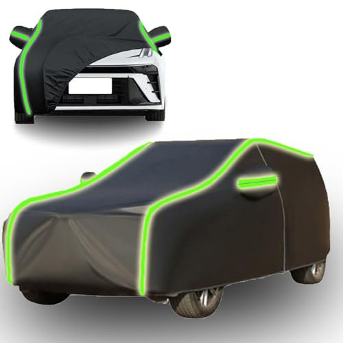 Telo Copriauto da Esterno per Alfa Romeo Junior 2024 Copri Auto Impermeabile e Antigraffio con Zip Lato Guida,Borsa di Stoccaggio,Strisce Riflettenti per Sicurezza,Nero