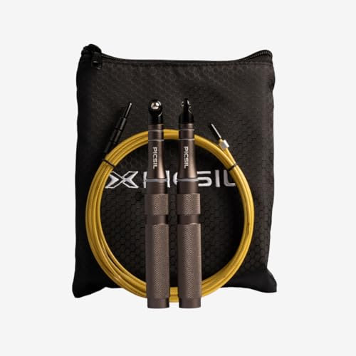 PICSIL - Rook, Corde à Sauter Professionnelle, Résistante et Légère, Poignée en Aluminium, Câble en Acier Revêtu de PVC, Idéale pour le Cross-training, la Boxe et l’Entraînement Fonctionnel