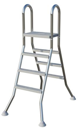 PEILU Edelstahl Poolleitern mit Handlauf, Platform rutschfeste Pedal & Gummifüße, 3 Stufen Poolstiege Schwimmbade Treppen Belast 150KG Stabile Pooltreppen für Aufstellpool Boote (165cm Hoch)