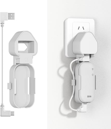 Outlet Wandhalterung für Blink Sync Module Core - Platzsparende Halterung ohne Bohren mit kurzem USB-Kabel, ordentliches Kabelmanagement für Blink Outdoor & Indoor Überwachungskamerasystem