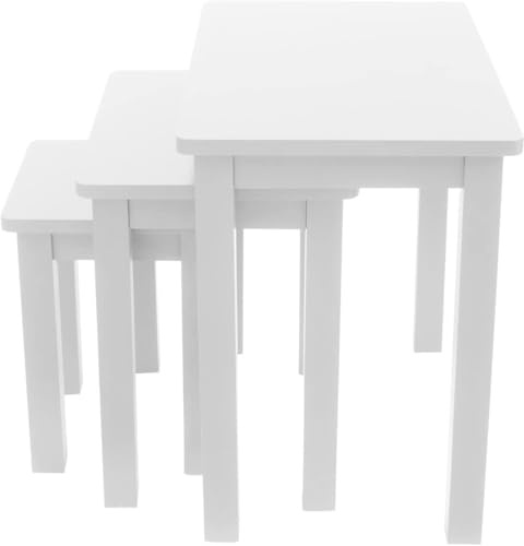 Kemtpase Nest of Tables Set of 3 Wooden Nesting Tables, White Space-Saving Coffee and Side Tables for Living Room, Bedroom, or Office, Modern Stacking Design
