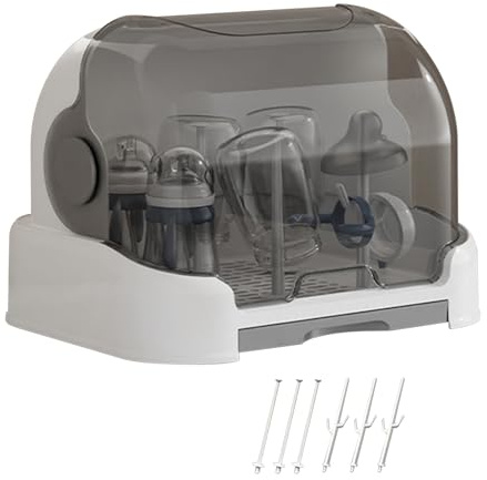 Quorvex Babyflaschen Organizer - Babyflaschen Aufbewahrungsbox Mit Abnehmbarer Tropfschale Und Staubdichte Abdeckung | Fütterungsflaschen Rack Für Die Lagerung des Küchenschranks