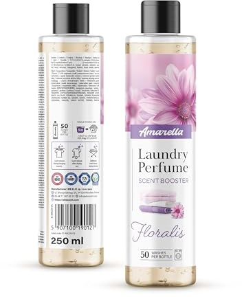 AMARELLA Wäscheparfum 250 ml Floralis, konzentrierter Duftzusatz fürs Waschen, pudrig-floral mit Rose Jasmin Maiglöckchen, Basis Zedernholz Sandelholz Moschus, langanhaltend, bis 50+ Wäschen