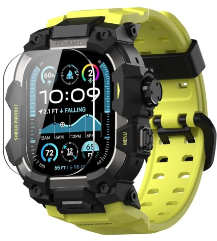 ULTIMAL Correas deportivas compatibles con Apple Watch de 44 mm/45 mm, funda protectora militar, correa de TPU resistente para iWatch, correa ajustable para Apple Watch Series 9, 8, 7, 6, 5, 4 SE