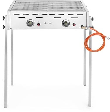 HENDI Roast-Master Pro, avec 2 brûleurs, allumage électronique, uniquement pour utilisation en extérieur, pour bouteille de gaz (propane/butane), barbecue à gaz, 790 x 560 x 900 mm, acier inoxydable