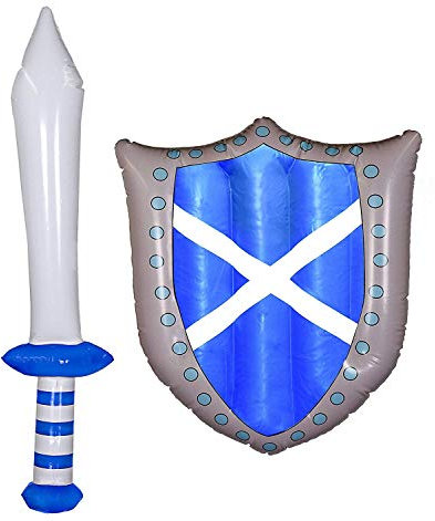 I LOVE FANCY DRESS LTD AUFBLASBAR Ritter Flagge Schild UND AUFBLASBAR Schwert Pool Party Set - Scotland