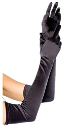 DreamHigh Womens 22  Finger Mittens Over Elbow Long Black /White Evening Gloves, Black, One Size
