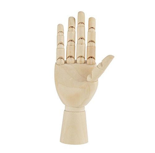 Walfront Handmodell aus Holz flexibel Holzhand Bewegliche Finger Handfigur zum Skizzieren Zeichnen Heimbüro Schreibtischdekoration bewegliche Gelenke Kinderspielzeug (S)