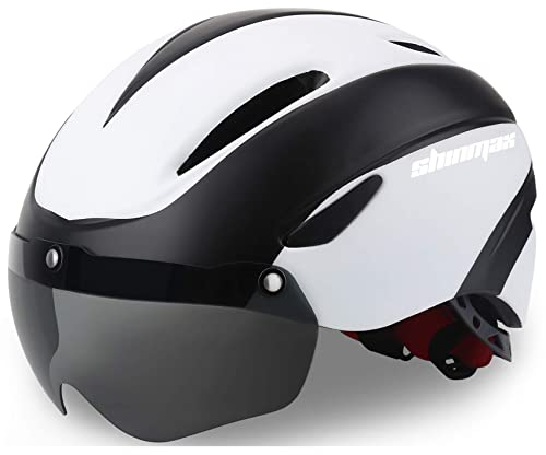 Shinmax Fahrradhelm Herren Damen Fahrradhelm mit Visier Abnehmbarer Magnetischem Schutzbrille für Männer Frauen Erwachsene Mountainbike Road Fahrrad Helm Einstellbarer MTB Ski Snowboard