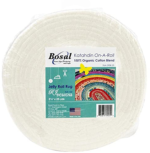 Bosal Foam, Fiber, Interfacing, and Crafts Katahdin Batting on-A-Roll, Summer 3 oz, 2-1/2 inch by 25 Yards, 100% Organic Cotton by