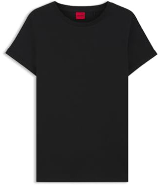 HUGO Womens The Plain Tee Crew-Neck Cotton T-Shirt with Reversed-Logo Print Black