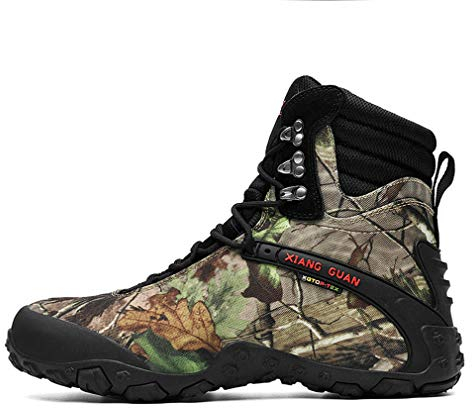 Herren Outdoor High-Top Suede Tactical Combat Boots Special-Ops Sports Non-Slip Boots Lace-up Hiking Trekking Shoes(46 EU, Black Camo)