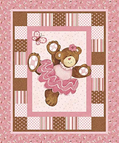 Belinda Ballerina Bear 100% Cotton Quilting Fabric Panel Springs International