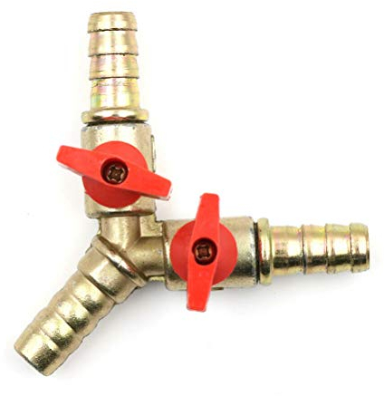 TOOLSTAR Robinet à boisseau sphérique en laiton, 8 mm, 3 voies d'arrêt en Y, robinet à tournant sphérique barbelé, raccord de tuyau adaptateur pour eau, gaz, huile (lot de 1)