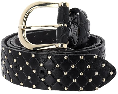 b.belt Lina Gold Leder-Nietengürtel W100 Black