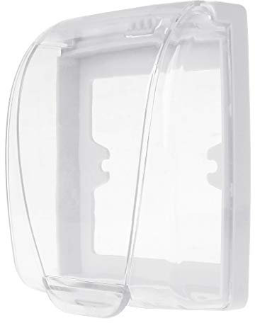Shenxay Cubierta de plástico impermeable para panel de luz de pared, protección para timbre, tapa abatible, azul transparente, 12 x 4 cm