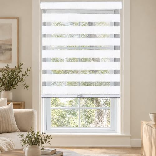 Chicology Window, Blinds, Roller Shades for Windows Zebra-Jalousien, Rollos für Fenster, Textil Kunststoff Stahl Polyester-Mischung, Basic Arctic, 36 W x 72 H