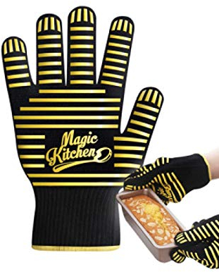 SXP Strumenti di Cottura Guanti Resistenti alle Alte Temperature Guanti da Forno A Microonde Isolamento Termico in Silicone Antiscivolo Antiscottatura Addensato Lungo Guanti Neri Resistenti al Calore