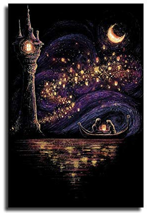 Niedliches Rapunzel und Flynn Leinwand-Kunst-Poster und Wand-Kunstdruck, modernes Familienschlafzimmerdekor-Poster