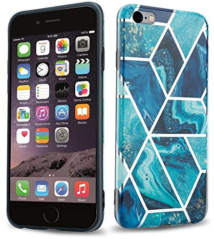 Cadorabo Hülle kompatibel mit Apple iPhone 6 Plus / 6S Plus Schutzhülle TPU Silikon Case Marmor Design Slim Kratzfest Weiche Gummi mit Rundumschutz Case Hülle für iPhone 6 Plus / 6S Plus in Blau