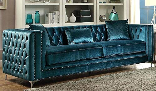jvmoebel Chesterfield Samt Sofa 3 Sitzer Designer Turkis Couchen Couch Stoff Polster Neu