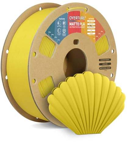 OVERTURE Matte PLA 3D Printer Filament 1.75mm, 1kg Yellow | Frosted Matt Finish Hides Layer Lines, Accuracy +/- 0.02mm, Fit Most FDM Printer (Yellow)