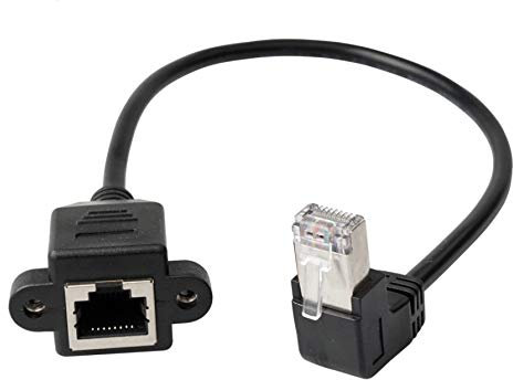 innov8 Cat 6 Ethernet Cable, RJ45 Male to Female Shielded Ethernet Network Connector Screw Panel Mount Extension Cable for Router, Modem, Switch Boxes, Network - (UP Angle)