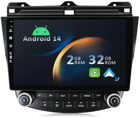 YUNTX Android 12 2 DIN Autoradio para Honda Accord (2003-2007) - 10.1 Pulgadas - 2G+32G - Gratis Cámara - Dab/Control del Volante/WiFi/Bluetooth 5.0 / MirrorLink/CarPlay/USB / 4G