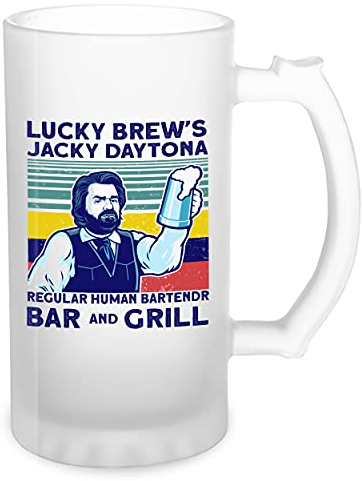 Lucky Jackie Daytona Human Bartender Vintage Transparent Beer Mug Stein 500ml