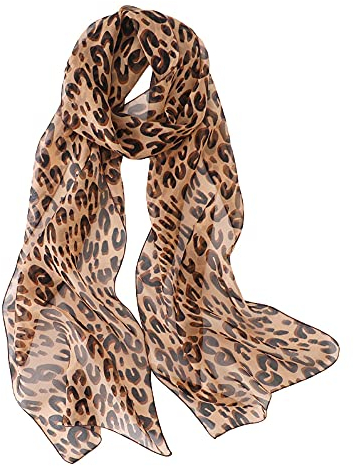 G-LIKE Damen Seidenschal Sommer Halstuch – Chinesische Luxuriöse 100% Echte Maulbeerseide Naturfaser Seidentuch Frühling Herbst Leichte Lange Schals Sonnenschutz Kopftuch – 180 x 30 cm (Leopard)