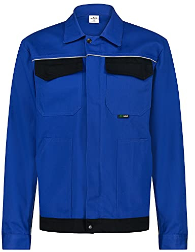 BWOLF ARES 100% Baumwolle Arbeitsjacke Männer Arbeitsjacke Herren Arbeitsjacke Bundjacke (Königsblau/Schwarz, 3XL)