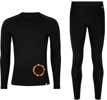 DANISH ENDURANCE Men's Merino Baselayer Set (LS Shirt + Tights) XXXL Black 1-Pack