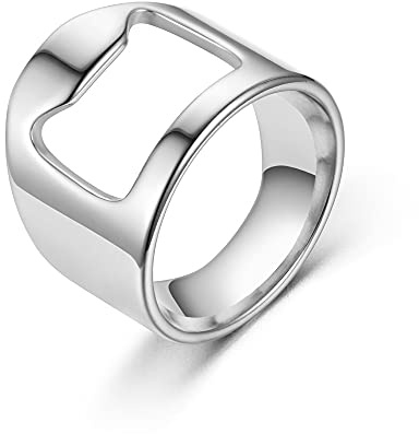 Stainless Steel Biker Finger Bottle Opener Ring for Men Women Creative Beer Bar Tool Jewelry silver