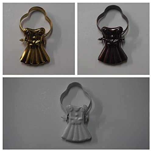 Pinza per Tende Modello Barocco – Mollette Decorative in Metallo, Fissaggio Facile Senza Fettuccia – Made in Italy, Alta Qualità (Ottone)