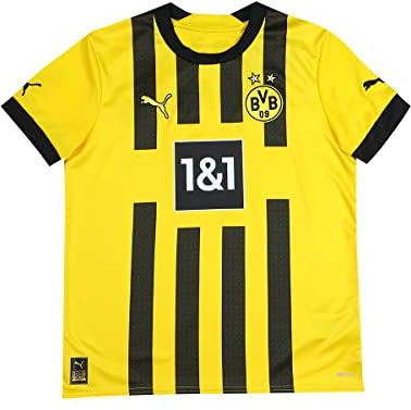 PUMA Borussia Dortmund BVB Boy's Season 2022/23 Official Home T-Shirt, Cyber Yellow, 116
