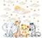 Pandawal Wandaufkleber Kinderzimmer Babyzimmer Deko Wandtattoo Baby Safari Tiere Wolken Mond Sterne Wanddeko (XL)